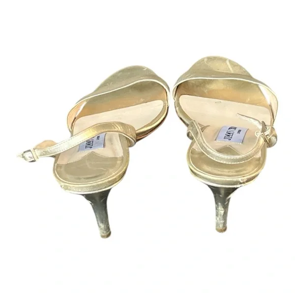 Jimmy Choo Gold Metallic Leather Slingback Women's Sandals. - Picture 6 of 8